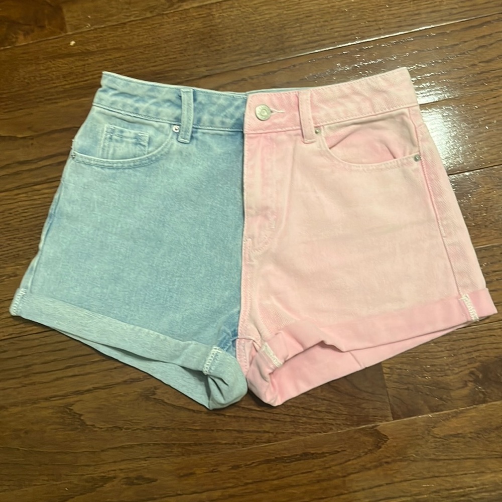 Brand New pacsun 2 color toned jean shorts. (pink and blue)